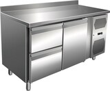 thumbnail of Gastro Edelstahl Kühltisch Kühltheke 1 Tür / 2 Schubladen 115 L -2/+8°C Aufkantung