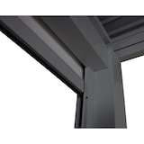 thumbnail of Pergola HWC-L46 mit Seitenwand, Gartenpavillon Lamellen-Pavillon Rollo, 11cm-Alu-Gestell, sturmfest 3x4m ~ anthrazit