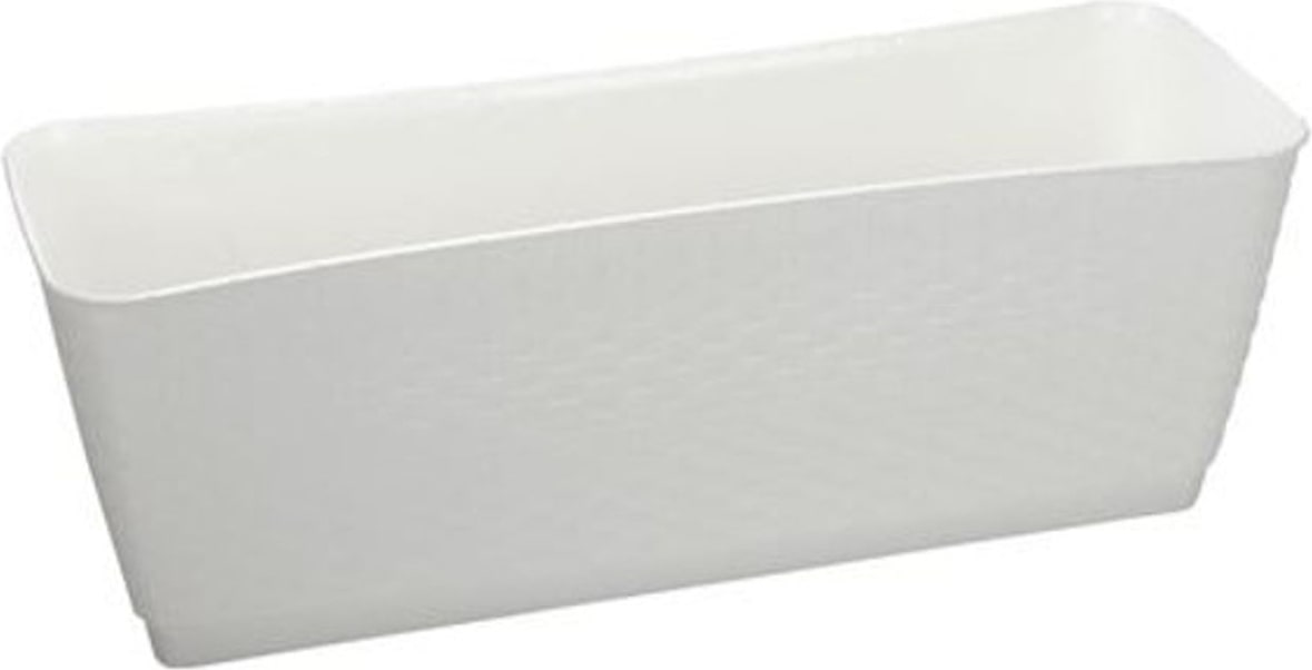 Blumenkasten 49cm Rattanoptik Untersetzer Balkonkasten Pflanzkasten Blumentopf Weiß