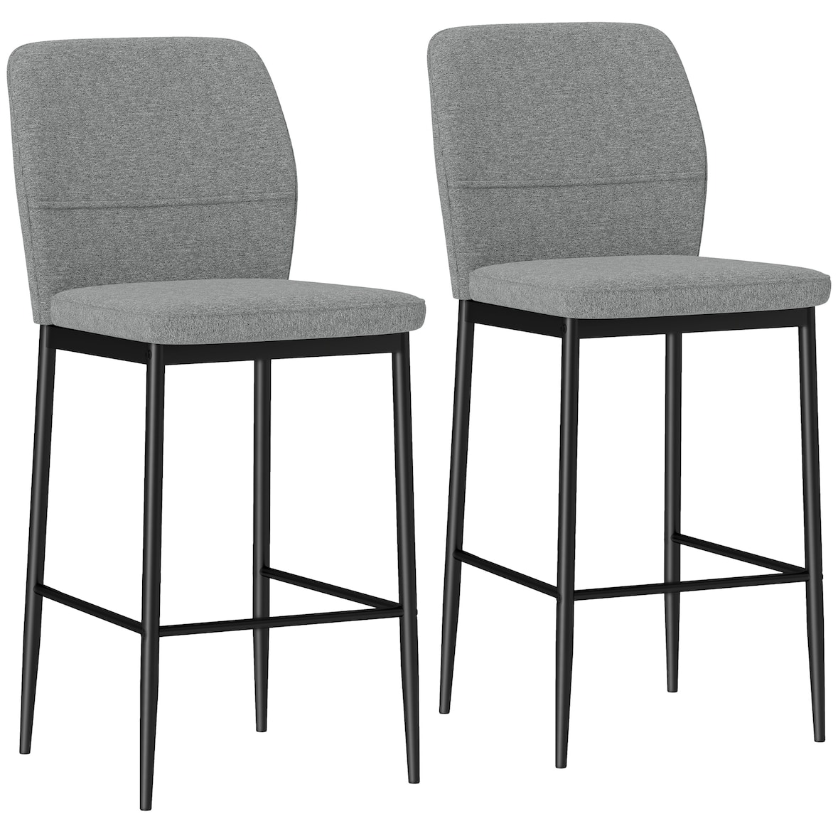 HOMCOM juego de 2 taburetes de bar taburetes altos de cocina con respaldo y reposapiés tapizado en terciopelo marco de acero gris