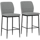 thumbnail of HOMCOM juego de 2 taburetes de bar taburetes altos de cocina con respaldo y reposapiés tapizado en terciopelo marco de acero gris