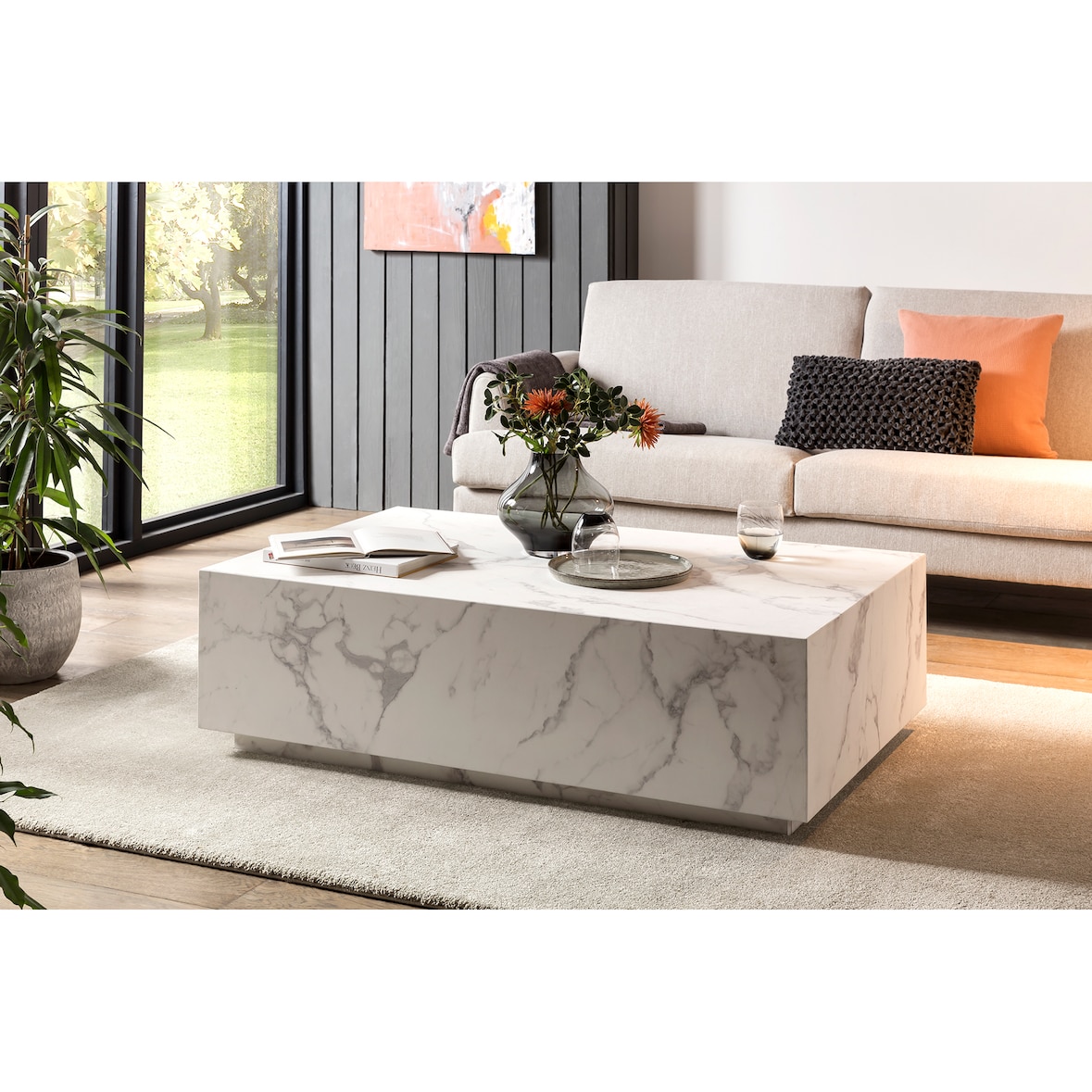 SalesFever salontafel | rechthoekig | melamine folie in marmerlook