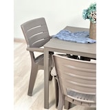 thumbnail of Conjunto de mesa y 6 sillas de jardín, mesa rectangular con estructura de acero y sillas de resina con reposabrazos apilables – Thomas+Anita/Tórtola