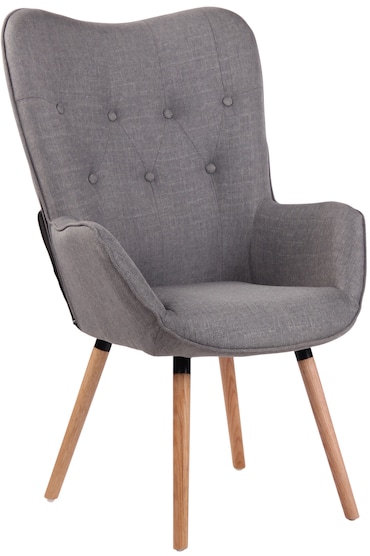 Sillón Nórdico Ashford Tapizado En Tela Gris/Natural