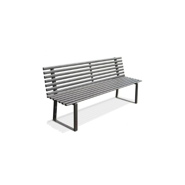 Andrys - Panchina da Esterno Design Moderno, con Viterie e Tappi in Pvc Neri, in Acciaio Zincato a Freddo, Colore Nero, 190 x 82 x 50 cm