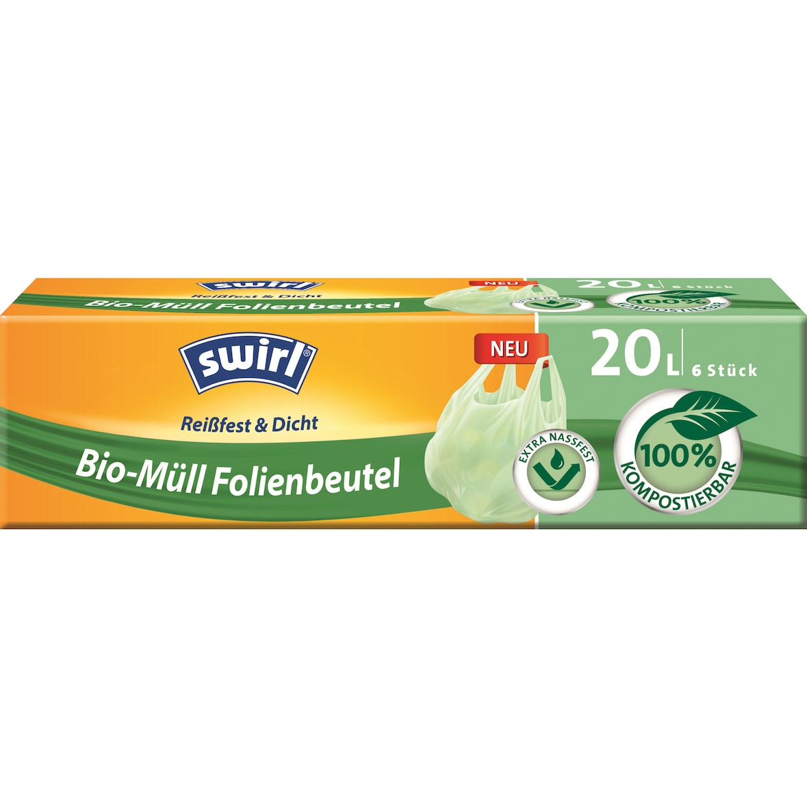 Swirl Müllbeutel , Kunststoff, 48 x 60 cm, 20 L, transparent, 6 Stück