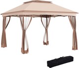 thumbnail of Carpa plegable 3x3x2,7 m cenador de jardín gazebo con doble techo paredes laterales desmontables y marco metálico impermeable marrón