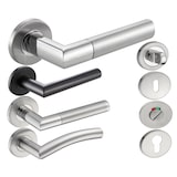 thumbnail of Türbeschlag Edelstahl Drückergarnitur CATHY Eingangstür Türgriff oval PZ - Profilzylinder Edelstahl