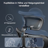 thumbnail of Sedia da ufficio HWC-J86, sedia da scrivania, ergonomica, supporto lombare regolabile, portata 150 kg ~ con poggiapiedi, nero