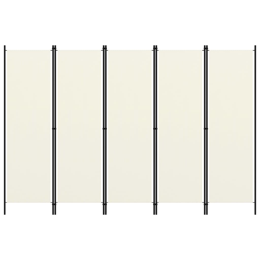 vidaXL 5-tlg. Raumteiler Cremeweiß 250x180 cm