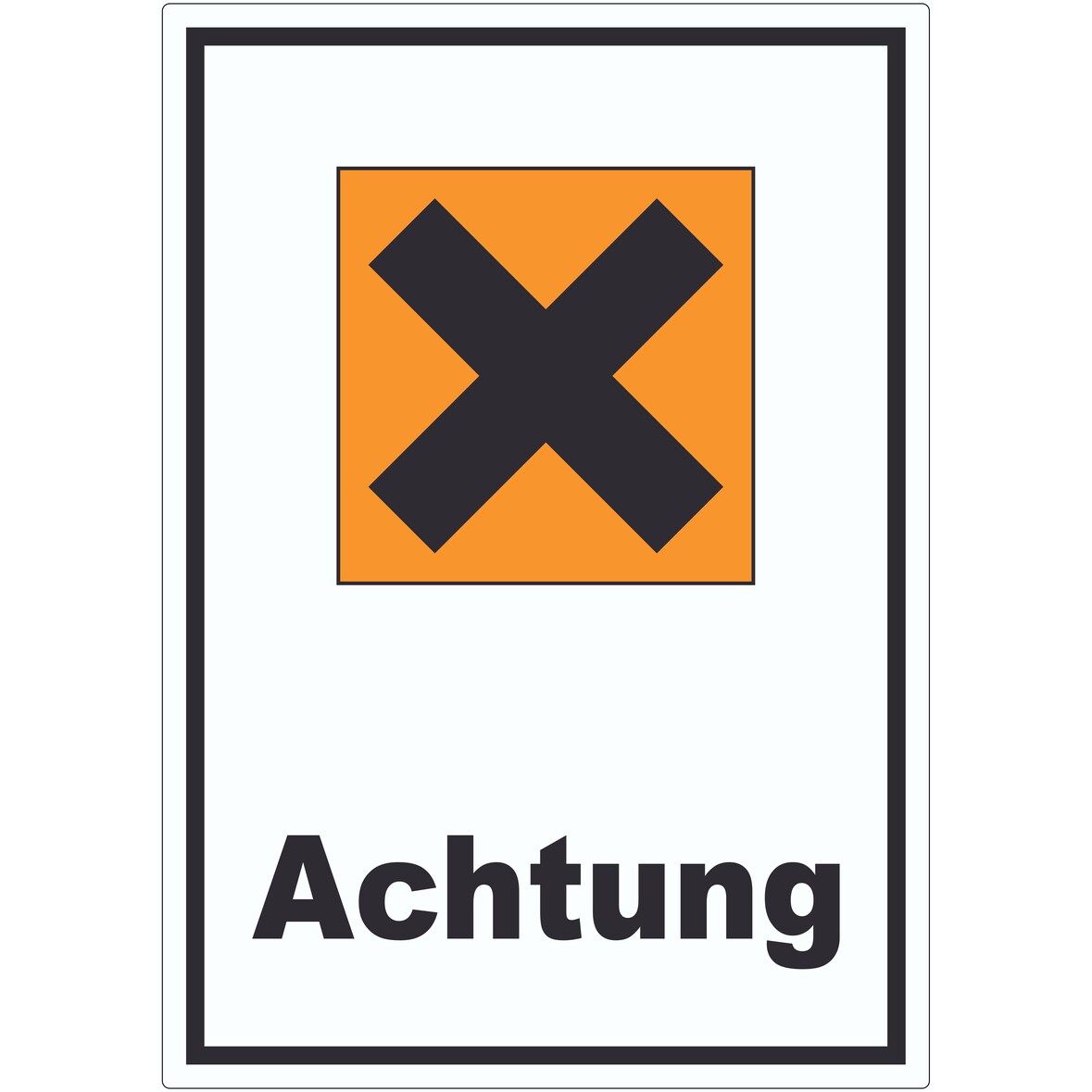 Aufkleber Gefahrensymbol Gesundheitsschädlich Achtung Kreuz A0 (841x1189mm)