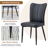 thumbnail of Essstuhl 2er Set Schwarz 89x45x44 cm mit PU Leder Bezug Rückenpolster und Metallbeinen, minimalistisches Design, komfortabel und stabil