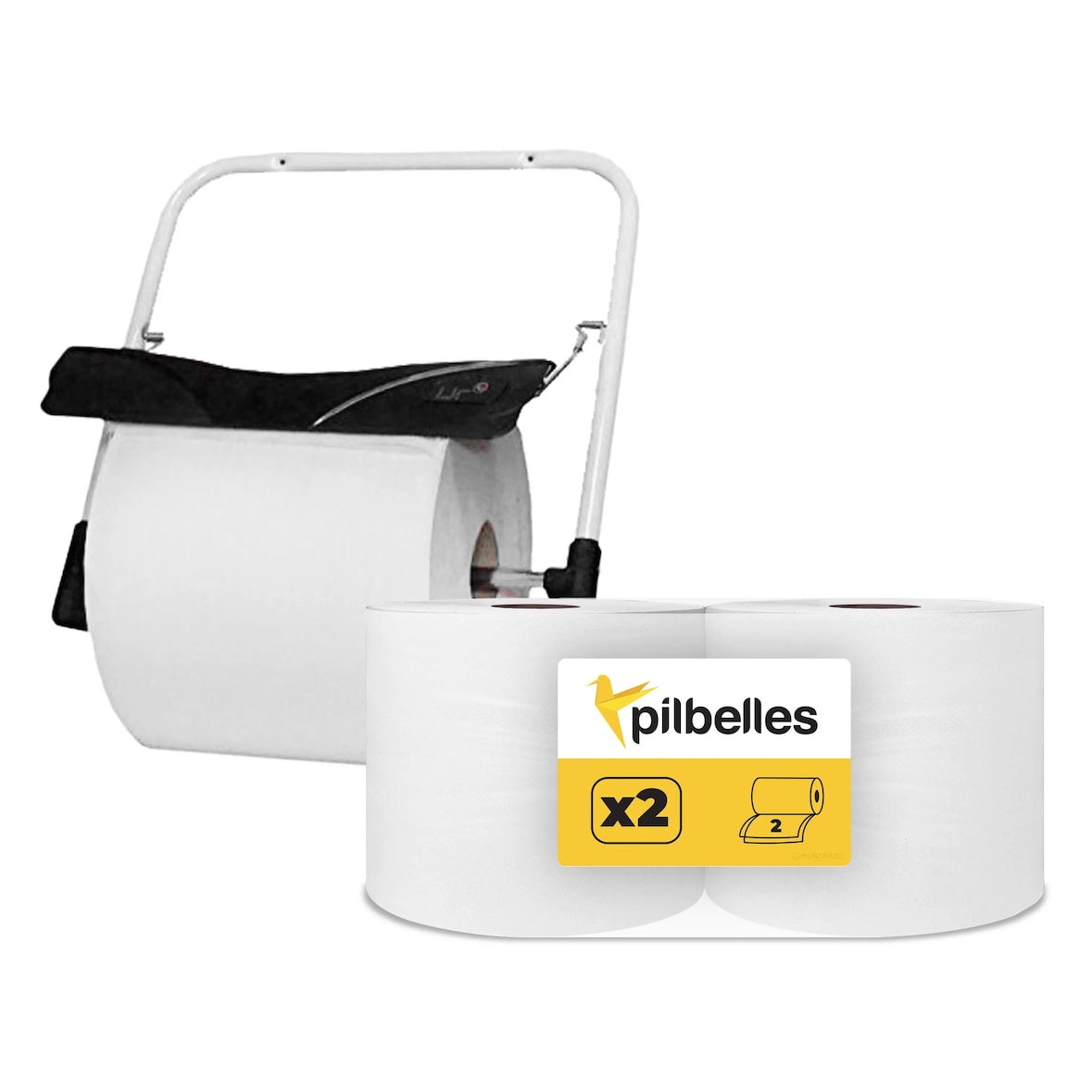 Dispensador de Bobina Industrial Pared + 2 Bobinas de Papel Industrial Secamanos