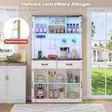 thumbnail of Barschrank 190x60x110 LED-Beleuchtung Steckdosen Regale Kaffeebar-Sideboard Scheunentor Design Weiß verstellbare Regale MD