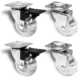 thumbnail of PRIOstahl Möbelrollen Transparente Rollen 50mm 2x Lenkrollen + 2x Bremsrollen