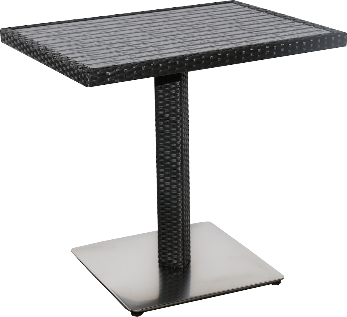 METRO Professional Mesa de exterior Barbados, aluminio y poliratán, 60 x 80 x 75 cm, resistente a la intemperie, cuadrada, negro