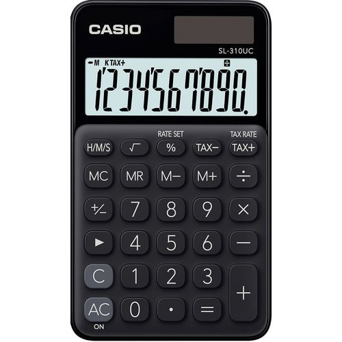 Casio Calcolatrice Tascabile SL-310UC 10 Cifre Solare/Batteria Nero