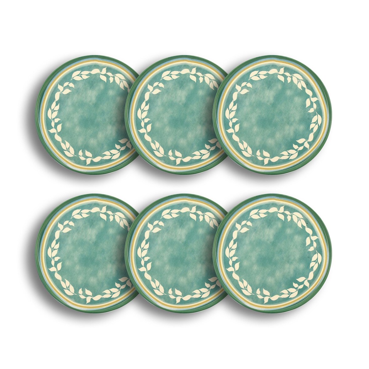 Novastyl - Lot 6 assiettes plates capria 28cm en faience vert