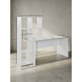 thumbnail of Schreibtisch mit Regal Weiß 170x59x143,5 cm Bürotisch Modern, Laptoptisch mit 6 Ablagen, Homeoffice Computertisch mit