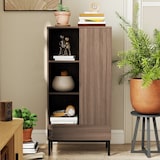 thumbnail of HOMCOM aparador 1 puerta aparador para salón moderno con cajón estante ajustable y 3 compartimentos abiertos para comedor entrada 60x34x121 cm natural