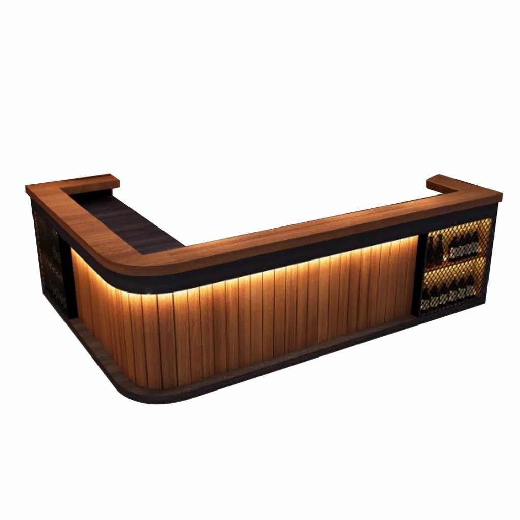 【Hutaohei ZJ60-180cm】Maßanfertigung Bartisch Bar-Tresen Eckbartresen Gastronomie-Theke Restaurant-Bar Empfangstresen Braun