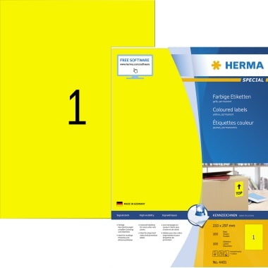 HERMA Etikett SPECIAL 4401 210x297mm gelb 100 St./Pack.