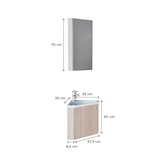 thumbnail of Ensemble meuble lave-mains d'angle décor chêne KODA + armoire miroir