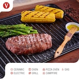 thumbnail of Victoria Plancha Cocina Hierro Fundido Esmaltado Inducción, Parrilla Reversible 47X25cm, Fuego Barbacoa, VIC-31770, Negro