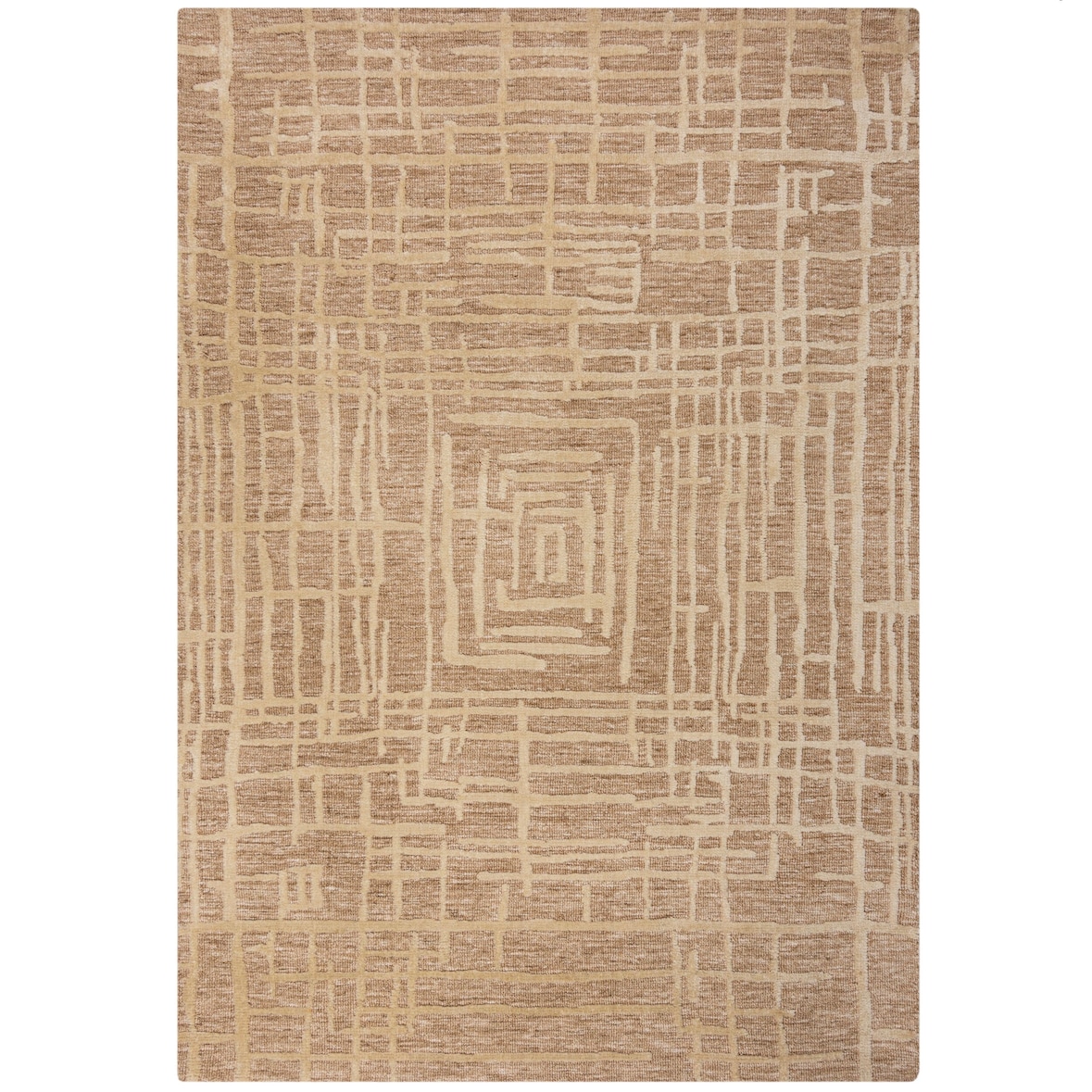 Teppich Kurzflor 12mm Polyester Abstraktes Labyrinth-Muster Senfgelb | 200x300cm