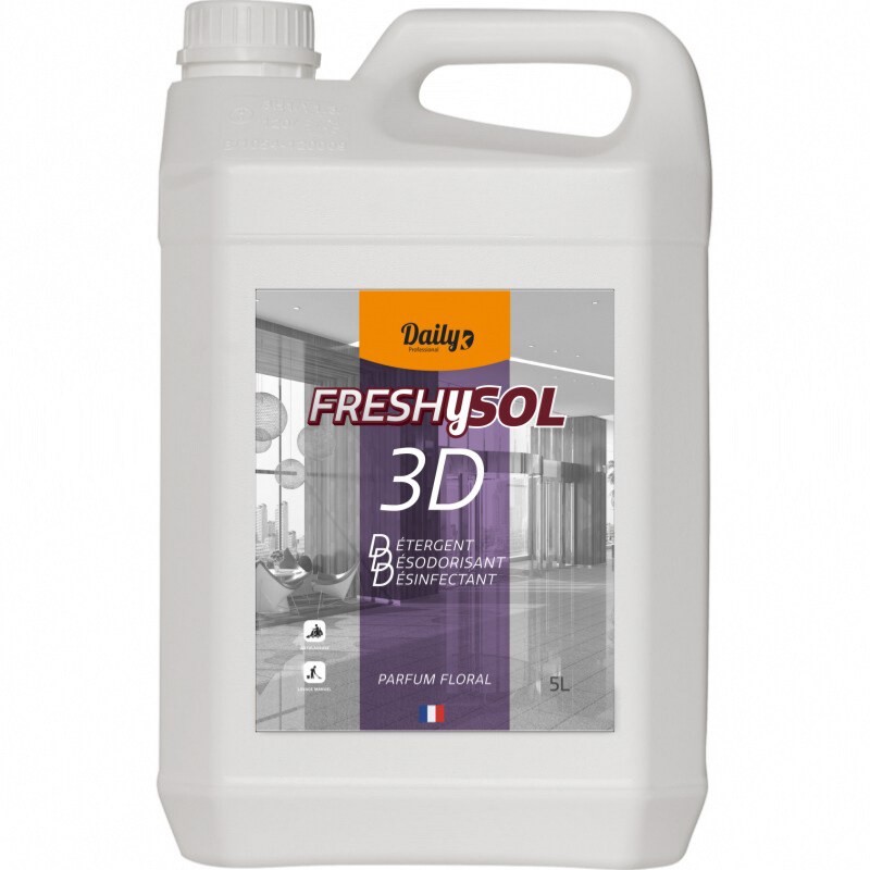 Détergent surodorant désinfectant sols et surfaces FRESHYSOL 3D - Bidon 5l Floral - Daily K