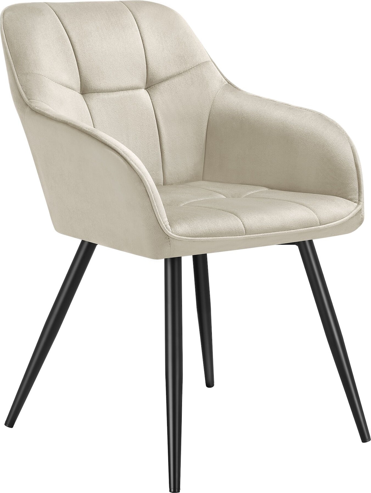 tectake Stuhl Marilyn, Samtoptik, gesteppt  Creme/Schwarz