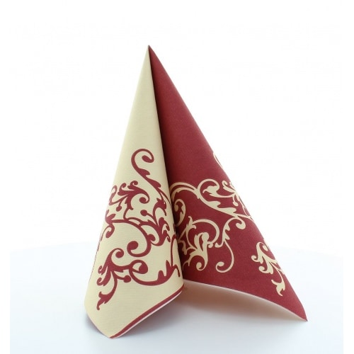 Mank Serviette Airlaid Pomp in Bordeaux-Creme, 40 x 40 cm, 50 Stück - Ornamente