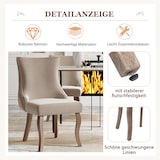 thumbnail of Esszimmerstuhl Samt Beige 91x50x52 cm mit Knopfsteppung und Ziernägeln, gepolstert, gebogene Massivholzbeine, klassisch elegant
