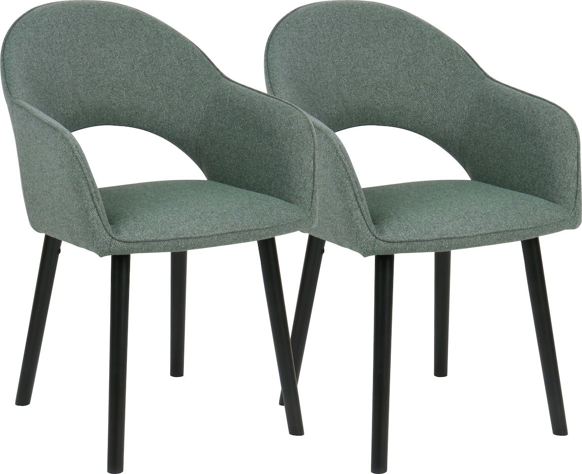 METRO PROFESSIONAL Restaurantstoel Rivenzo, set van 2, staal/hout, groen/zwart