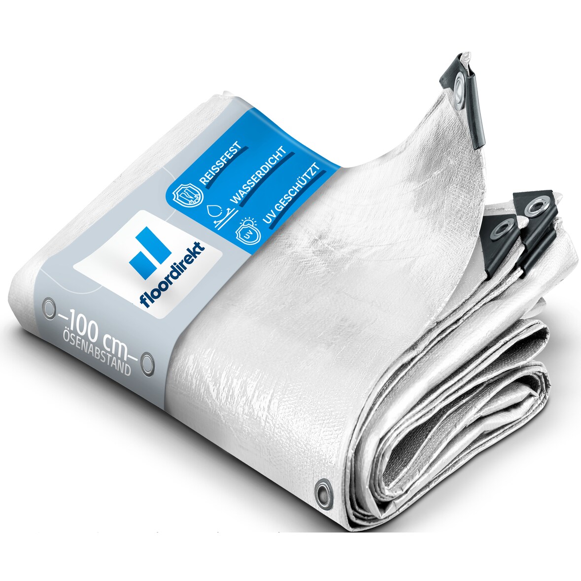 Abdeckplane 240 g/m² (3 x 4 m, Weiß) wasserdichte Plane mit Ösen - Gewebeplane Schutzplane