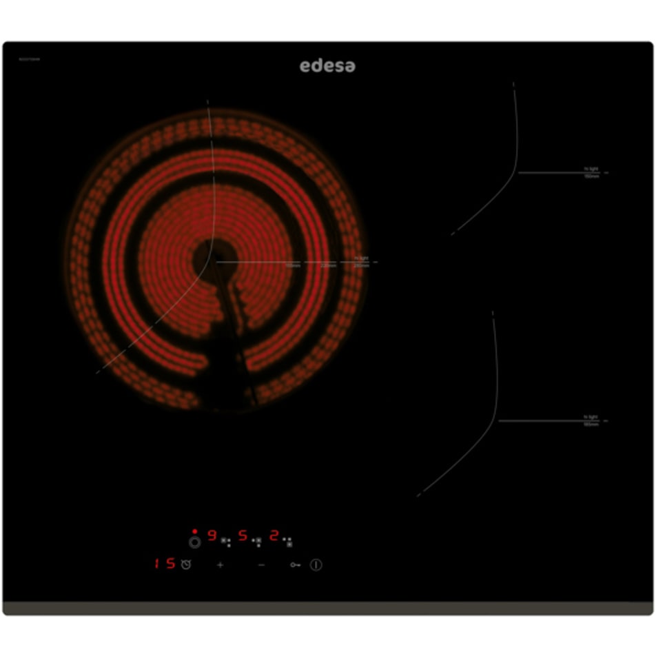 Vitrocerámica independiente radiantes Edesa EVT-6328 B /A 3 zonas cocción ancho 60 cm
