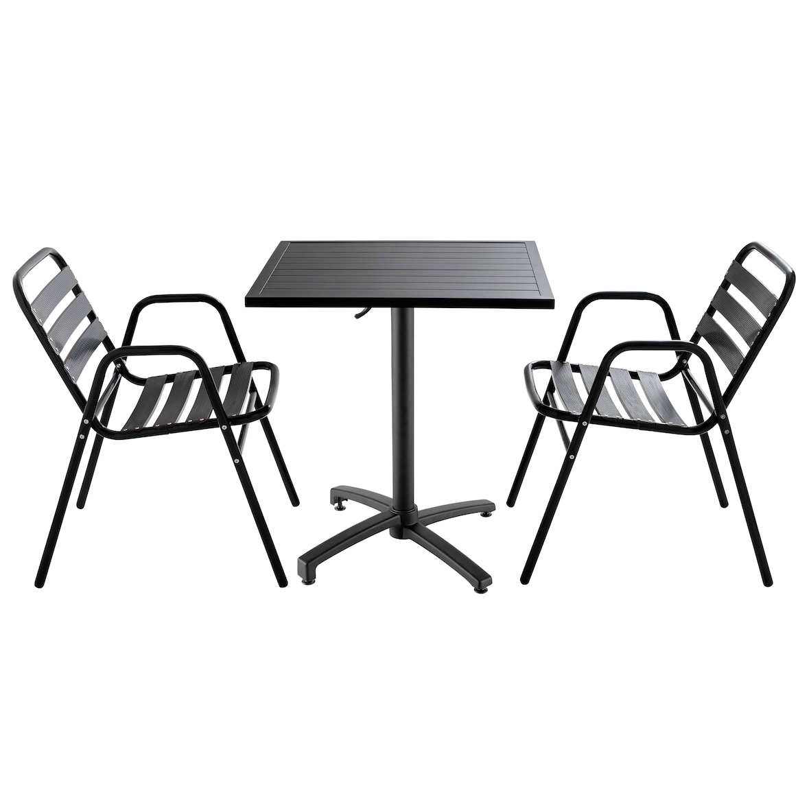 Ensemble table de jardin bistrot et 2 chaises en aluminium gris