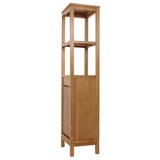 thumbnail of Teak hoge kast HWC-M74, badkamermeubel, 1 deur 4 vakken, hoogwaardige B-kwaliteit teak (kernhout, 20-30 jaar) 181x40x35cm