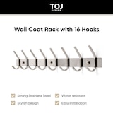 thumbnail of TOJ Living Wandgarderobe – 16 Haken – 62 cm – Edelstahl – Silber – Hakenleiste