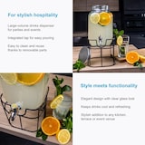 thumbnail of Intirilife Getränkespender 4 Liter aus Glas mit Zapfhahn und Gestell - 17 x 41.5 cm Wasserspender Saftspender