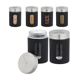thumbnail of Relaxdays Gewürzstreuer, 6er Set, 3 Streugrößen, Gewürze & Kräuter, XL Gewürzgläser, 290 ml, Glas & Edelstahl, schwarz