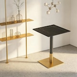thumbnail of Gastronomiemöbel, Esstisch, Cafétisch, Sintersteinplatte, Metallbeine, Schwarz-Gold, quadratischer Tisch 60×60×75 cm /Y-HBJ-60F/