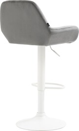 thumbnail of Décoshop26 - Grauer gepolsterter Barhocker aus Samt mit mattweißem Metallfuß in Trompetenform TDB10413