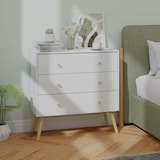 thumbnail of HOMCOM cómoda con 3 cajones cajonera de dormitorio con patas de madera de pino para salón oficina habitación 80x30x80 cm blanco