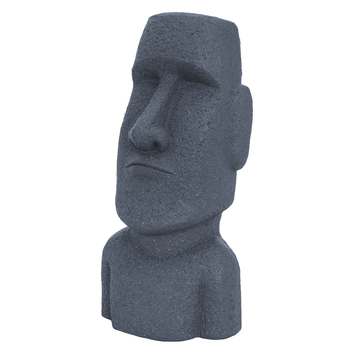 ECD Germany Moai Figur 53,5 cm Grau Steinguss Kunstharz Wetterfest Osterinsel Statue Gartenfigur Skulptur