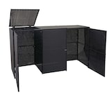 thumbnail of Décoshop26 - Abri de poubelles extérieur conteneurs à ordures avec couvercle jusqu'à 3 bacs en poly rotin noir 3x120 litres 04_0000952