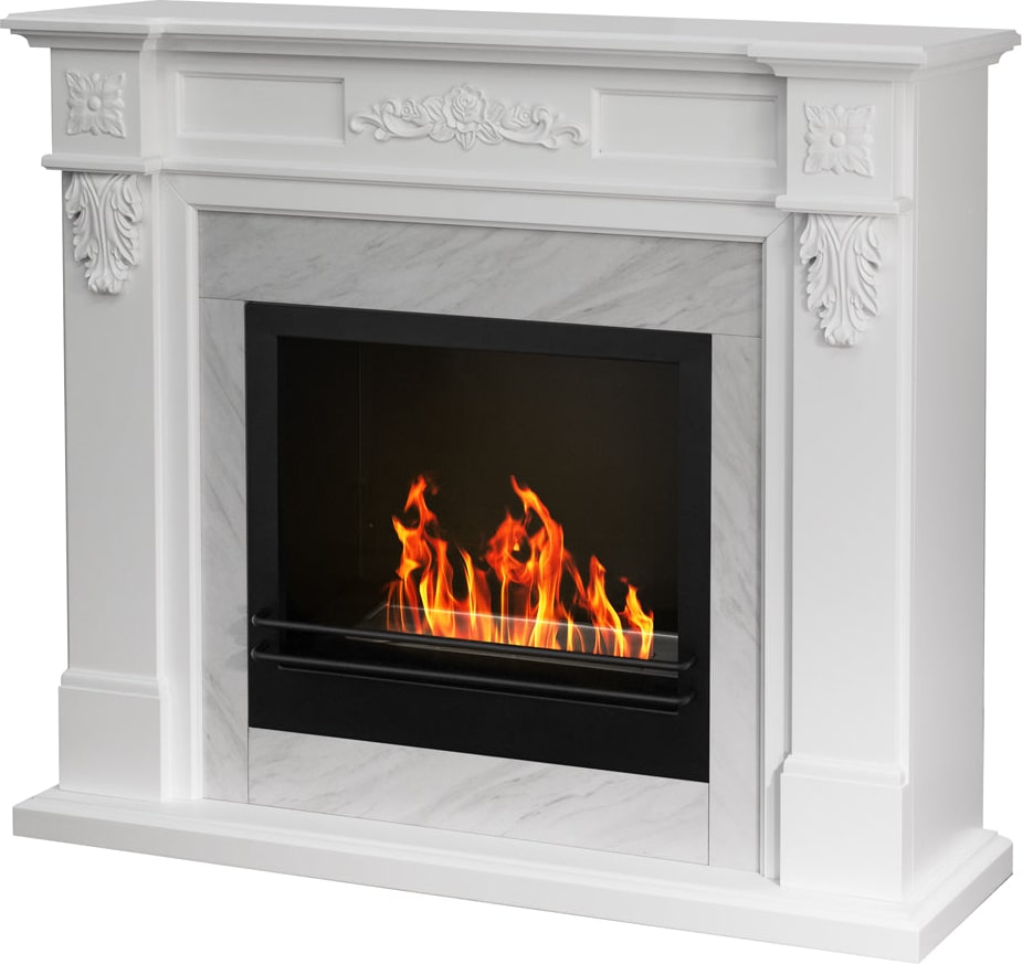 Bioethanol-Kamin Biokamin TRUMAN Weißer Marmoreffekt L121 x T38 x H108