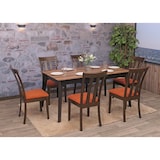 thumbnail of Lote de 6 sillas de comedor HWC-G46, silla de cocina Silla, tela/textil madera maciza ~ estructura oscura, naranja