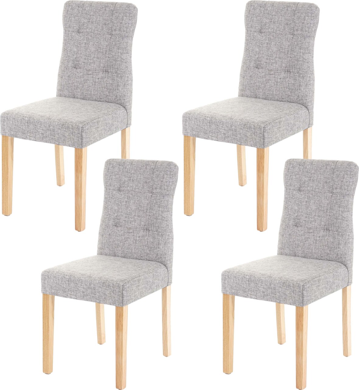 4er-Set Esszimmerstuhl HWC-E58, Stuhl Essstühle, FSC®-zertifiziert ~ Stoff/Textil grau, helle Beine
