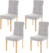 thumbnail of 4er-Set Esszimmerstuhl HWC-E58, Stuhl Essstühle, FSC®-zertifiziert ~ Stoff/Textil grau, helle Beine